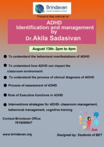 ADHD Identification and Management- Dr Akila Sadasivan