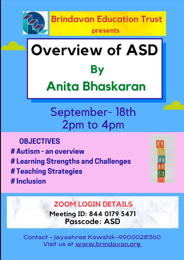 Overview of ASD by Anita Bhaskaran- Webinar
