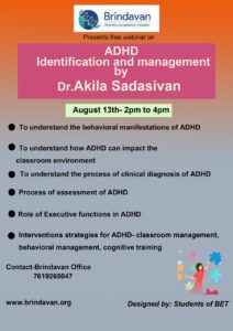 ADHD Identification and Management- Dr Akila Sadasivan